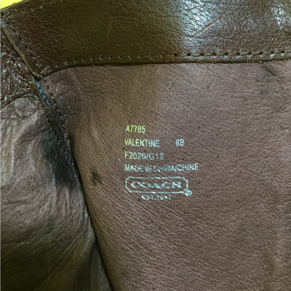 Coach Brown Leather Valentine Mid-Calf Logo-Embossed Boot with Gold-Zip SZ 8 - Picture 10 of 12